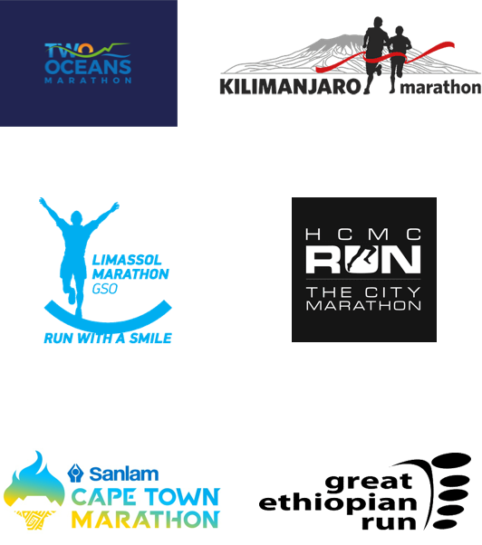Two Oceans Marathon, Cape Epic, Cape Town Marathon, Put Foot Rally, Diacore Gaborone Marathon, Tough Mudder, Great Ethiopian Run